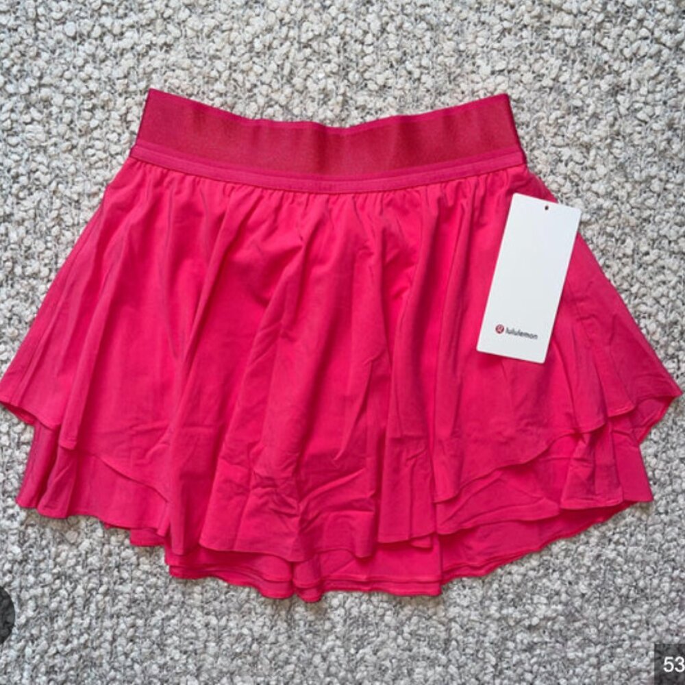 NWT Lululemon Court Rival High Rise Tennis Skirt LIP GLOSS Pink 4 Long PERFECT